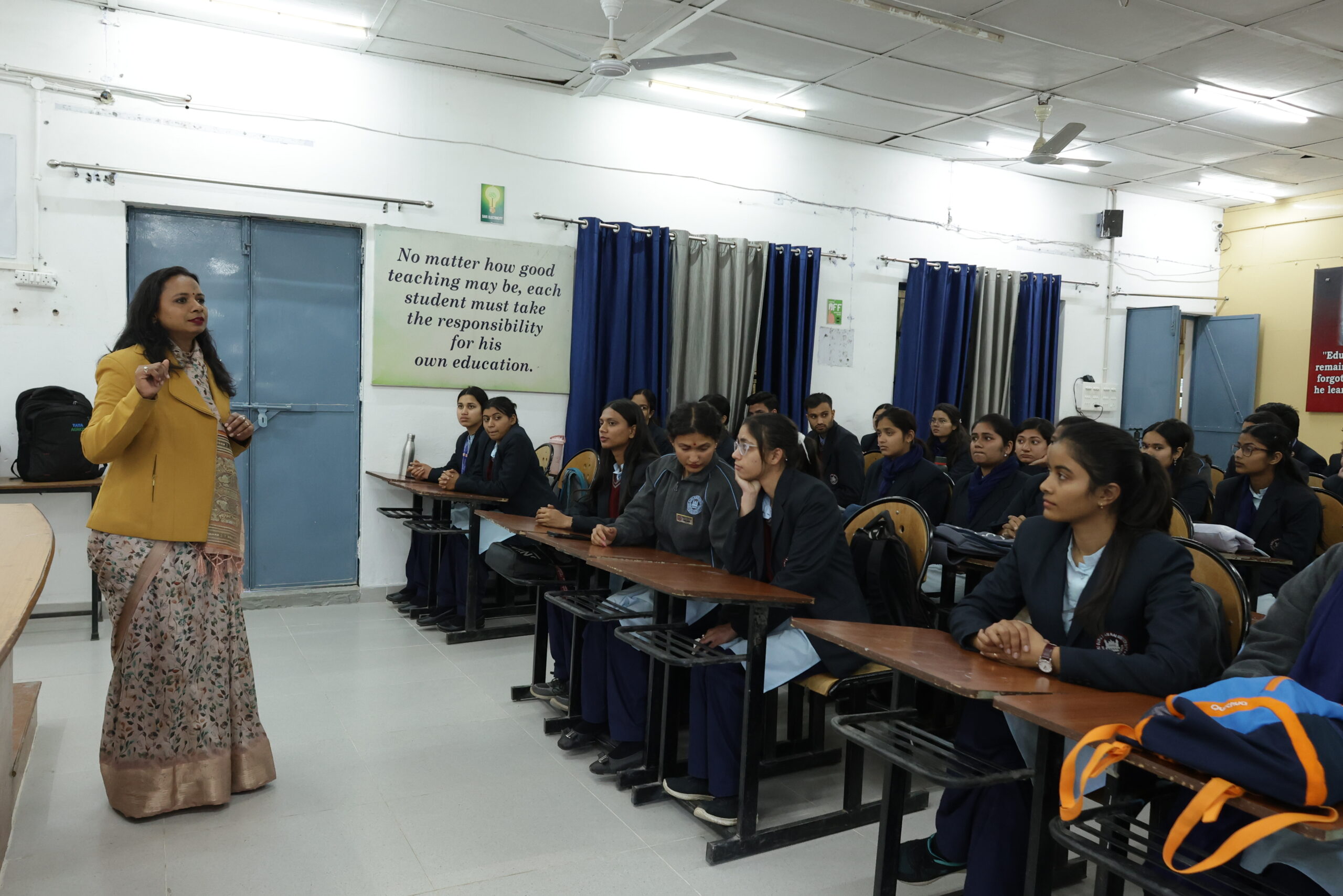 Teacher leading a classroom of students